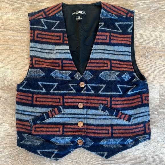 Vintage 90’s SUGAR Aztec‎ Western Wool Vest Women’s size large - Picture 1 of 10